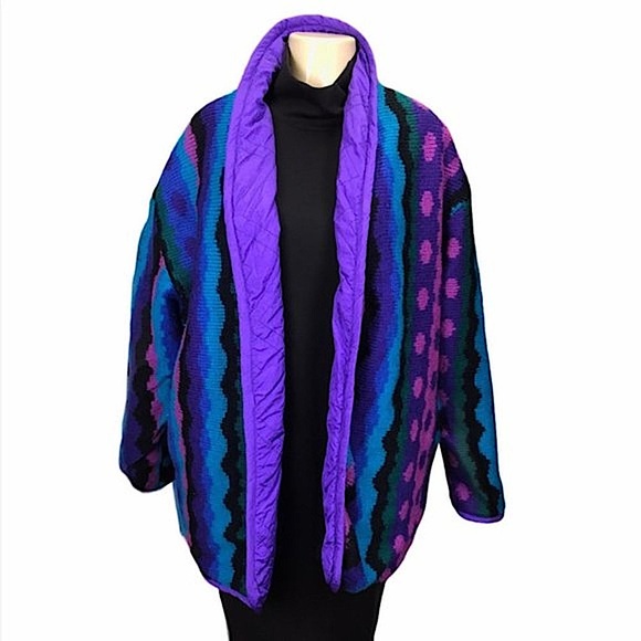 1980’s Vintage colorful Purple Jennifer Chase Reversible Jacket - Picture 3 of 8